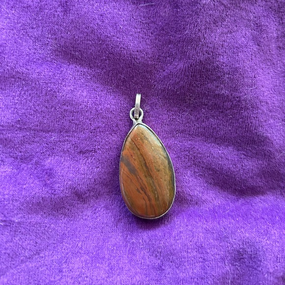 VTG TIBETAN SILVER MAHOGANY OBSIDIAN PENDANT - Picture 1 of 2